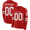 Custom Hockey Jersey – Triple Stripes Red White Long Sleeve – front and back view
