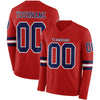 Custom Hockey Jersey – Triple Stripes Red Navy White Long Sleeve – front and back view