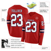 Custom Hockey Jersey – Triple Stripes Red White Navy Long Sleeve – product details