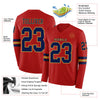 Custom Hockey Jersey – Triple Stripes Red Navy Old Gold Long Sleeve – product details