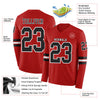 Custom Hockey Jersey – Triple Stripes Red Black White Long Sleeve – product details