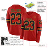 Custom Hockey Jersey – Triple Stripes Red Black Old Gold Long Sleeve – product details