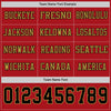 Custom Hockey Jersey – Triple Stripes Red Black Old Gold Long Sleeve – personalization font options