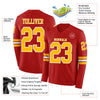 Custom Hockey Jersey – Triple Stripes Red Gold White Long Sleeve – product details