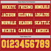 Custom Hockey Jersey – Triple Stripes Red Gold White Long Sleeve – personalization font options