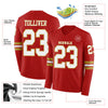 Custom Hockey Jersey – Triple Stripes Red White Old Gold Long Sleeve – product details