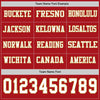 Custom Hockey Jersey – Triple Stripes Red White Old Gold Long Sleeve – personalization font options