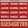 Custom Hockey Jersey – Triple Stripes Red Old Gold White Long Sleeve – personalization font options