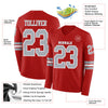 Custom Hockey Jersey – Triple Stripes Red Gray White Long Sleeve – product details