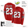 Custom Hockey Jersey – Triple Stripes Red White Gray Black Long Sleeve – product details