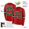 Custom Hockey Jersey – Triple Stripes Red Green White Long Sleeve – product details