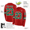 Custom Hockey Jersey – Triple Stripes Red Kelly Green White Long Sleeve – product details