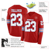 Custom Hockey Jersey – Triple Stripes Red White Light Blue Long Sleeve – product details