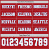 Custom Hockey Jersey – Triple Stripes Red White Light Blue Long Sleeve – personalization font options
