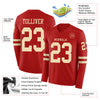 Custom Hockey Jersey – Triple Stripes Red Cream Long Sleeve – product details