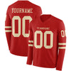 Custom Hockey Jersey – Triple Stripes Red Cream Long Sleeve – front and back view
