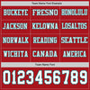 Custom Hockey Jersey – Triple Stripes Red White Teal Long Sleeve – personalization font options