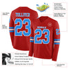 Custom Hockey Jersey – Triple Stripes Red Powder Blue White Long Sleeve – product details