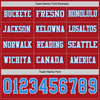 Custom Hockey Jersey – Triple Stripes Red Powder Blue White Long Sleeve – personalization font options