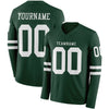 Custom Hockey Jersey – Triple Stripes Green White Long Sleeve – front and back view