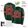 Custom Hockey Jersey – Triple Stripes Green Red White Long Sleeve – product details