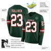 Custom Hockey Jersey – Triple Stripes Green White Red Long Sleeve – product details