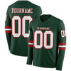 Custom Hockey Jersey – Triple Stripes Green White Red Long Sleeve – front and back view