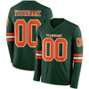 Custom Hockey Jersey – Triple Stripes Green Orange White Long Sleeve – front and back view