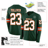 Custom Hockey Jersey – Triple Stripes Green White Orange Long Sleeve – product details