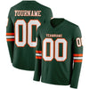 Custom Hockey Jersey – Triple Stripes Green White Orange Long Sleeve – front and back view