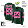 Custom Hockey Jersey – Triple Stripes Green Pink White Long Sleeve – product details
