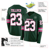 Custom Hockey Jersey – Triple Stripes Green White Pink Long Sleeve – product details