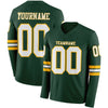 Custom Hockey Jersey – Triple Stripes Green White Gold Long Sleeve – front and back view