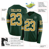Custom Hockey Jersey – Triple Stripes Green Old Gold White Long Sleeve – product details