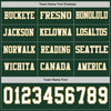 Custom Hockey Jersey – Triple Stripes Green White Old Gold Long Sleeve – personalization font options