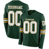 Custom Hockey Jersey – Triple Stripes Green White Old Gold Long Sleeve – front and back view