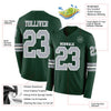 Custom Hockey Jersey – Triple Stripes Green Gray White Long Sleeve – product details