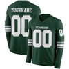 Custom Hockey Jersey – Triple Stripes Green White Gray Long Sleeve – front and back view