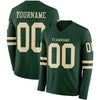 Custom Hockey Jersey – Triple Stripes Green Cream Long Sleeve – front and back view
