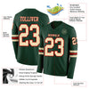 Custom Hockey Jersey – Triple Stripes Green Cream Red Long Sleeve – product details