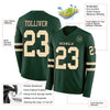Custom Hockey Jersey – Triple Stripes Green Cream Black Long Sleeve – product details