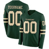 Custom Hockey Jersey – Triple Stripes Green Cream Black Long Sleeve – front and back view