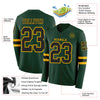 Custom Hockey Jersey – Triple Stripes Green Black Gold Long Sleeve – product details