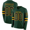 Custom Hockey Jersey – Triple Stripes Green Black Gold Long Sleeve – front and back view