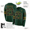 Custom Hockey Jersey – Triple Stripes Green Black Old Gold Long Sleeve – product details
