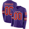 Custom Hockey Jersey – Triple Stripes Purple Red White Long Sleeve – front and back view