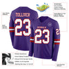 Custom Hockey Jersey – Triple Stripes Purple White Red Long Sleeve – product details