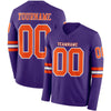 Custom Hockey Jersey – Triple Stripes Purple Orange White Long Sleeve – front and back view