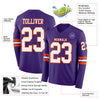 Custom Hockey Jersey – Triple Stripes Purple White Orange Long Sleeve – product details