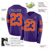 Custom Hockey Jersey – Triple Stripes Purple Orange Gray Long Sleeve – product details